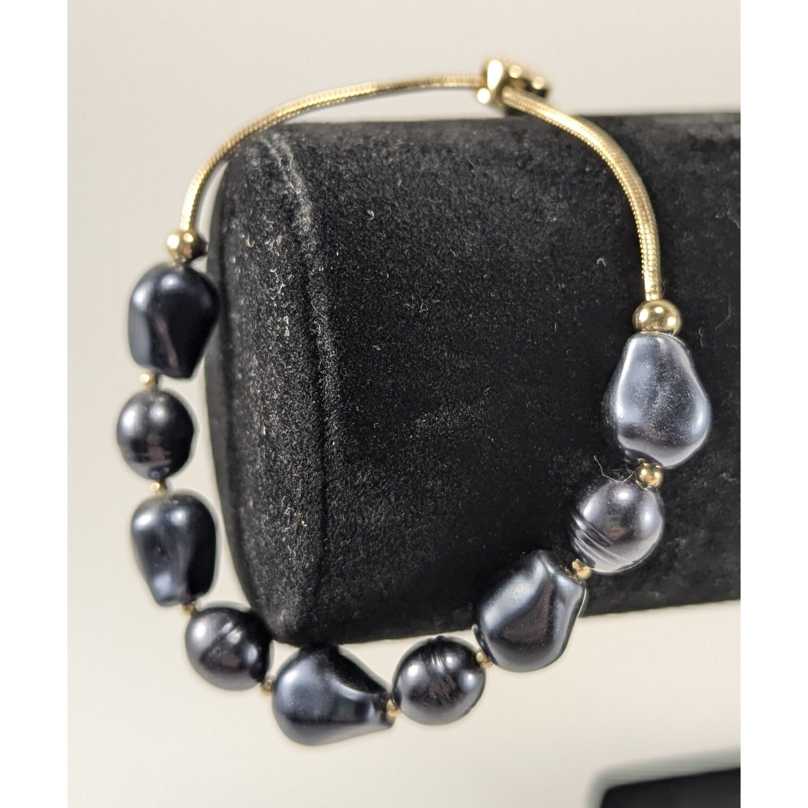 Dark Blue Baroque Bead Slide Bracelet 15$